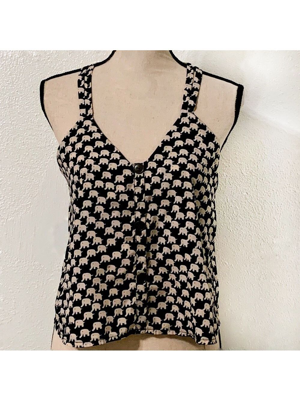 Audrey 3+1 elephant print racerback top- xs